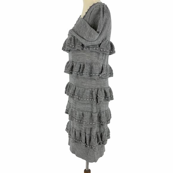 Anthropologie Leifsdottir Wool Blend Tiered Dress Gray Women's Size Large - Picture 2 of 11